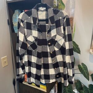 beachlunchlounge black and white flannel coat